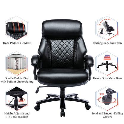 Modern Ergonomic PU Leather Computer Office Chair 400lbs-Heavy Duty