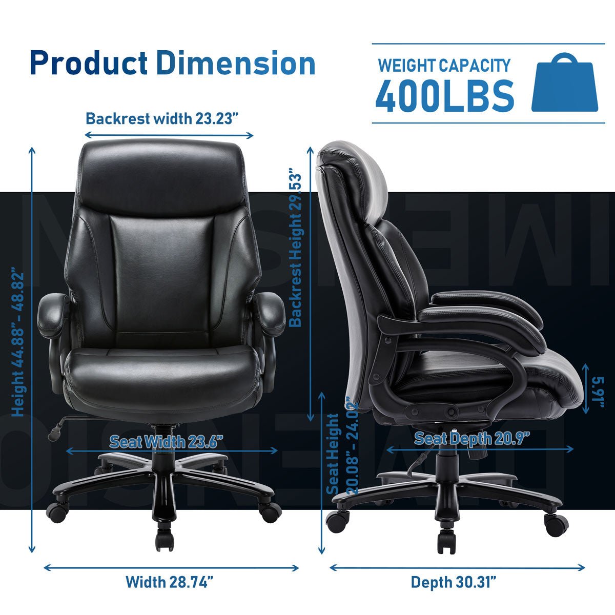 Modern Ergonomic PU Leather Computer Office Chair 400lbs-Heavy Duty