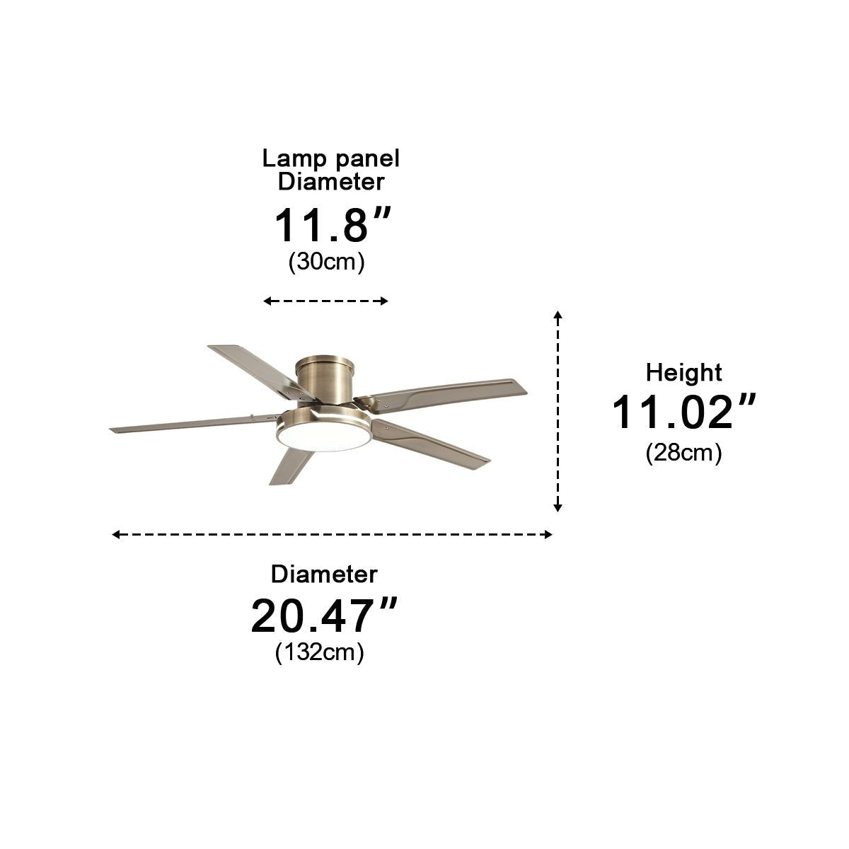 Modern Iron Five-leaf 6-speed Reverse Fan Dimming Ceiling Fan Light