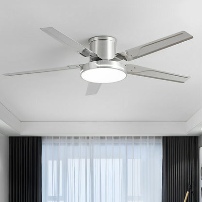 Modern Iron Five-leaf 6-speed Reverse Fan Dimming Ceiling Fan Light