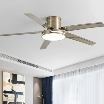 Modern Iron Five-leaf 6-speed Reverse Fan Dimming Ceiling Fan Light
