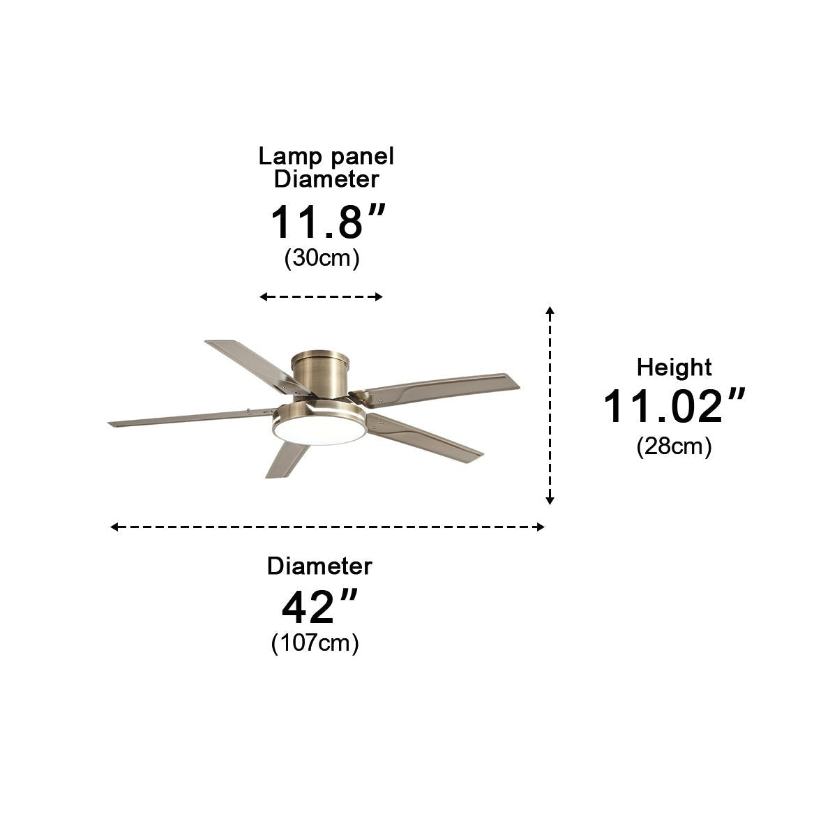 Modern Iron Five-leaf 6-speed Reverse Fan Dimming Ceiling Fan Light