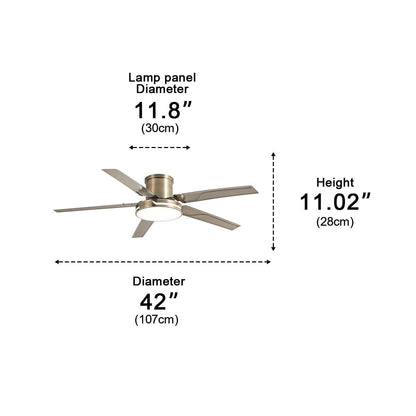 Modern Iron Five-leaf 6-speed Reverse Fan Dimming Ceiling Fan Light