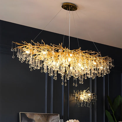 Modern Luxury Gold Tree Branch Teardrop Dimmable Chandelier Lights