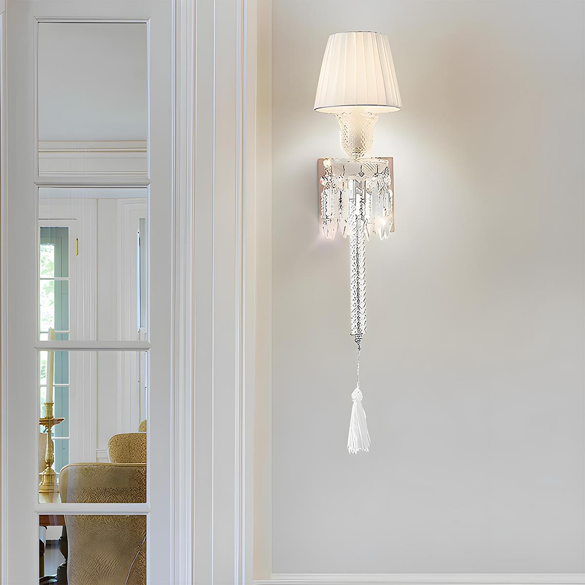 Modern Luxury Dimmable Wall Sconces with White Fabric Shade