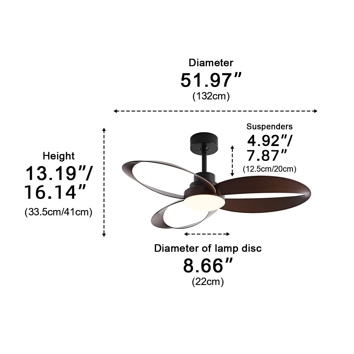 Modern Minimalist Geometric 6-Speed Reverse Ceiling Fan Light DC Motor