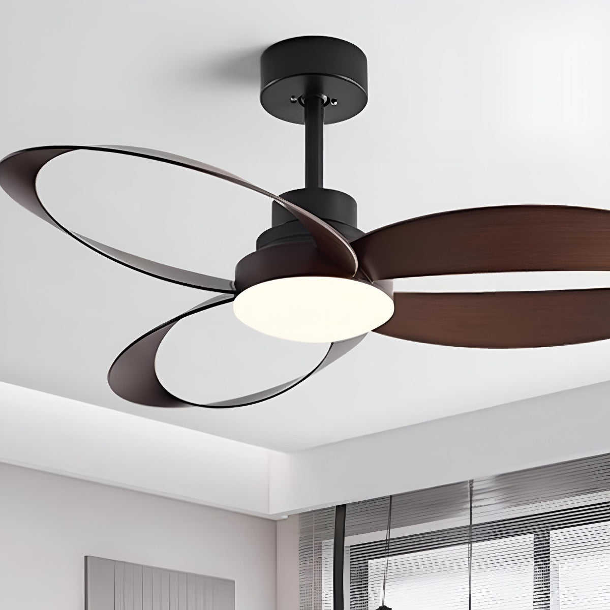 Modern Minimalist Geometric 6-Speed Reverse Ceiling Fan Light DC Motor