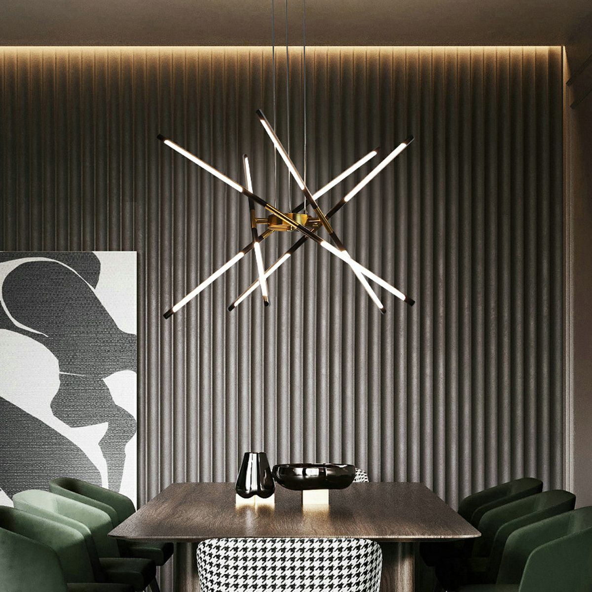 Modern Minimalist Geometric LED Long Strip Indoor Pendant Lights