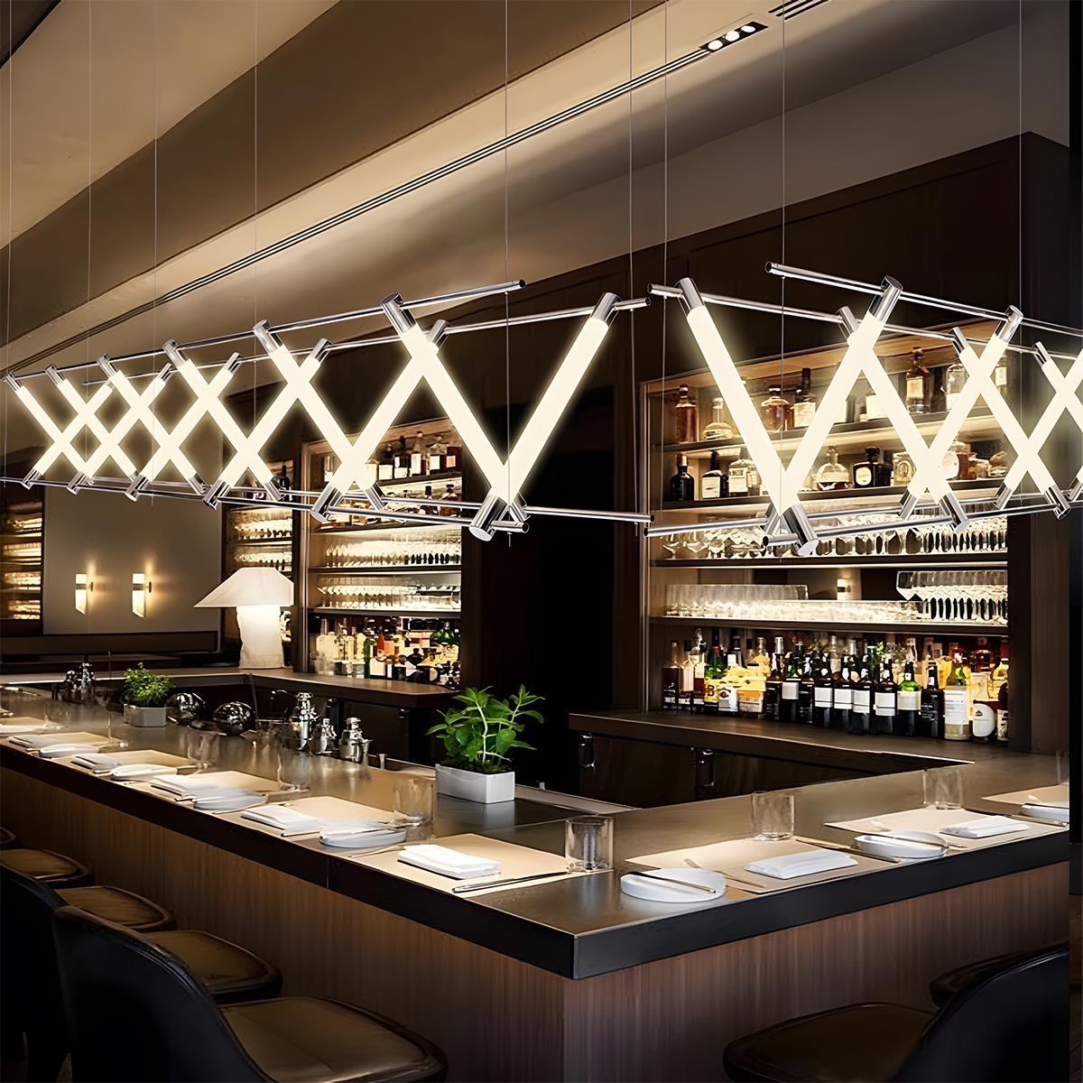 Modern Minimalist Fishbone Light Combination Bar Pendant Lights