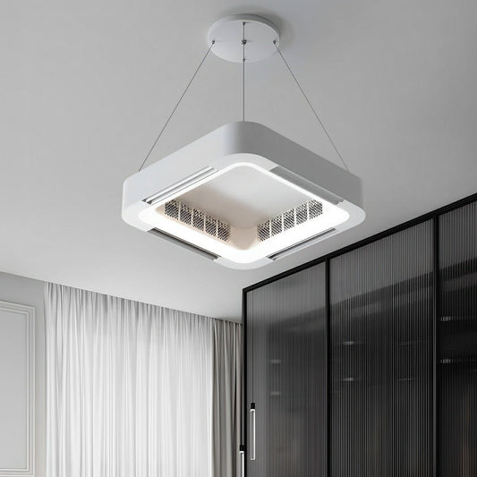 Modern Minimalist Square Mainless Lighting LED Indoor Pendant Fan Lights