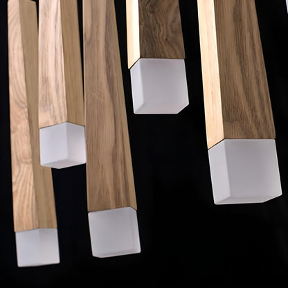 Modern Minimalist Wood Art Firewood Stick Pendant Lights