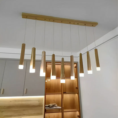 Modern Minimalist Wood Art Firewood Stick Pendant Lights