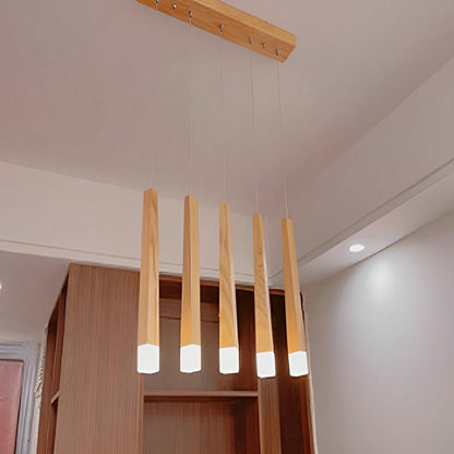 Modern Minimalist Wood Art Firewood Stick Pendant Lights