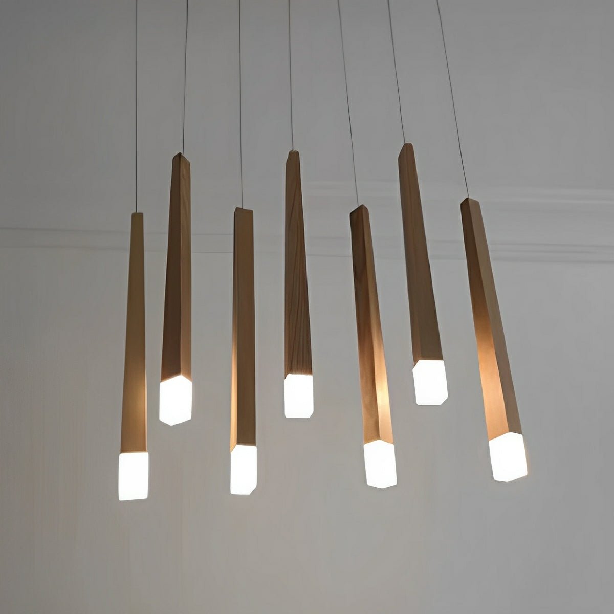Modern Minimalist Wood Art Firewood Stick Pendant Lights