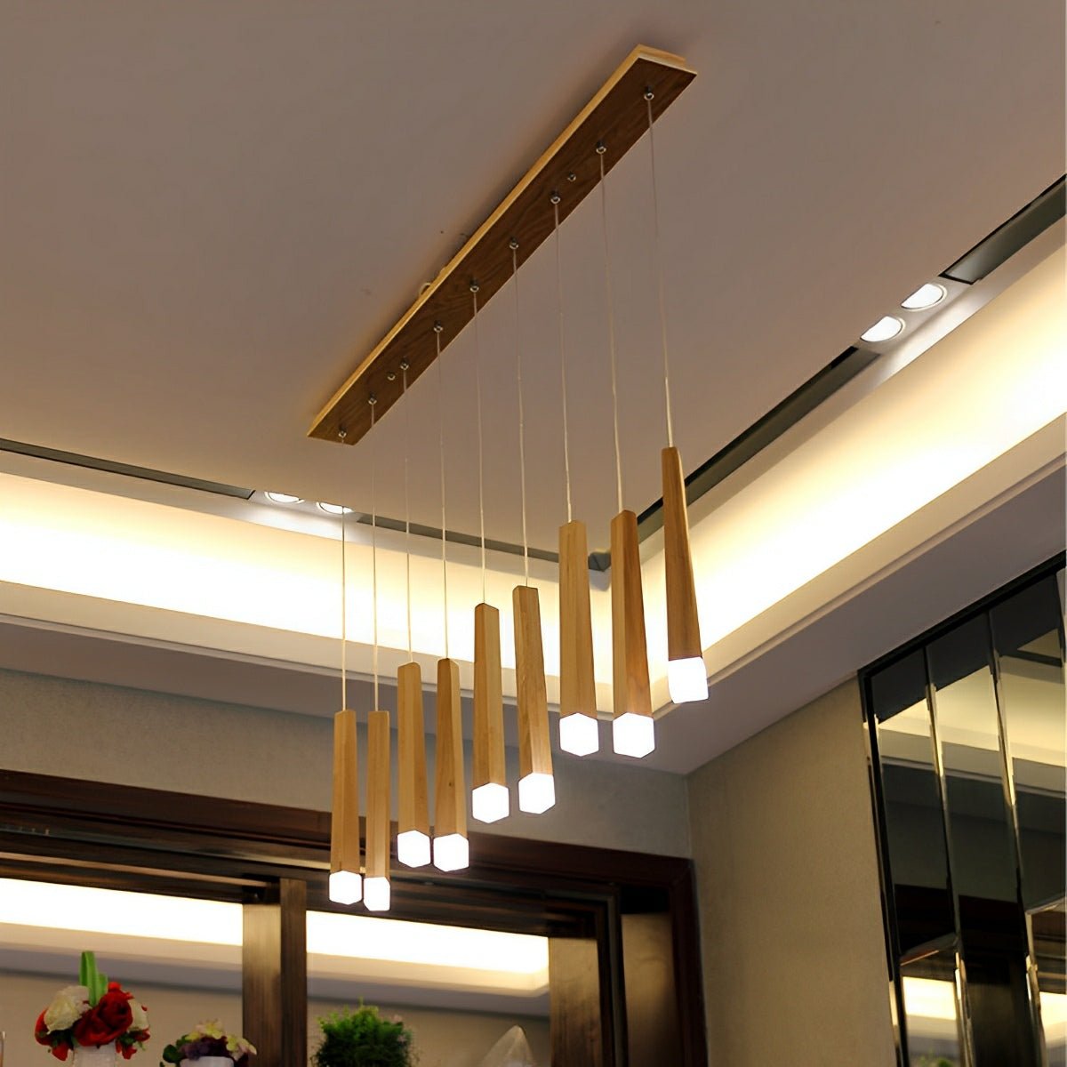 Modern Minimalist Wood Art Firewood Stick Pendant Lights