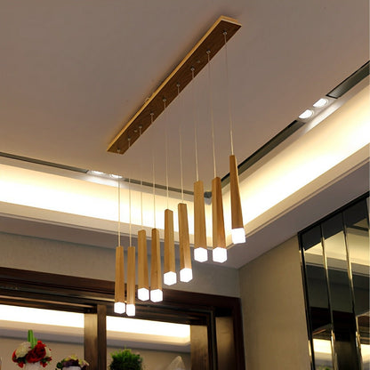 Modern Minimalist Wood Art Firewood Stick Pendant Lights