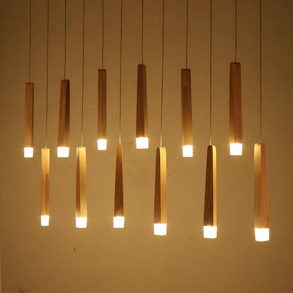 Modern Minimalist Wood Art Firewood Stick Pendant Lights