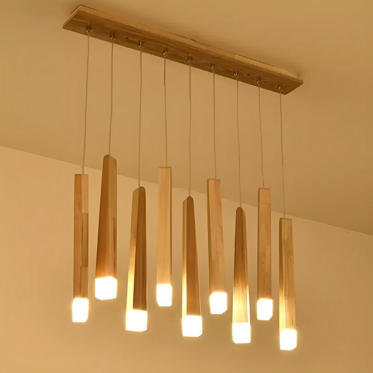 Modern Minimalist Wood Art Firewood Stick Pendant Lights