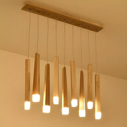 Modern Minimalist Wood Art Firewood Stick Pendant Lights