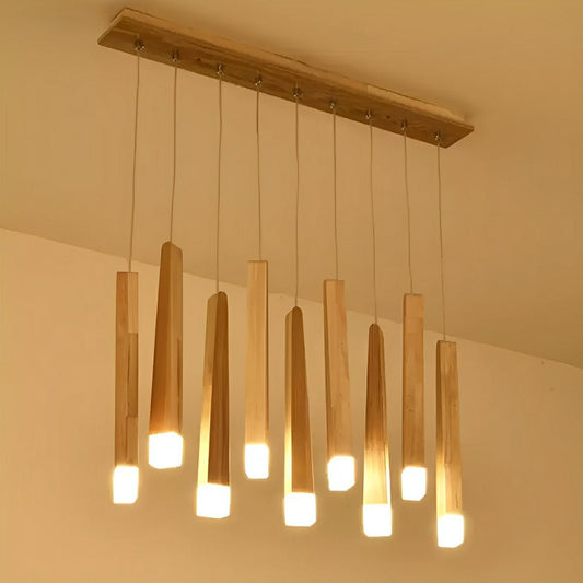 Modern Minimalist Wood Art Firewood Stick Pendant Lights