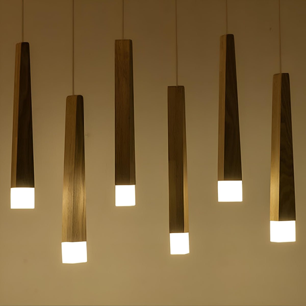 Modern Minimalist Wood Art Firewood Stick Pendant Lights