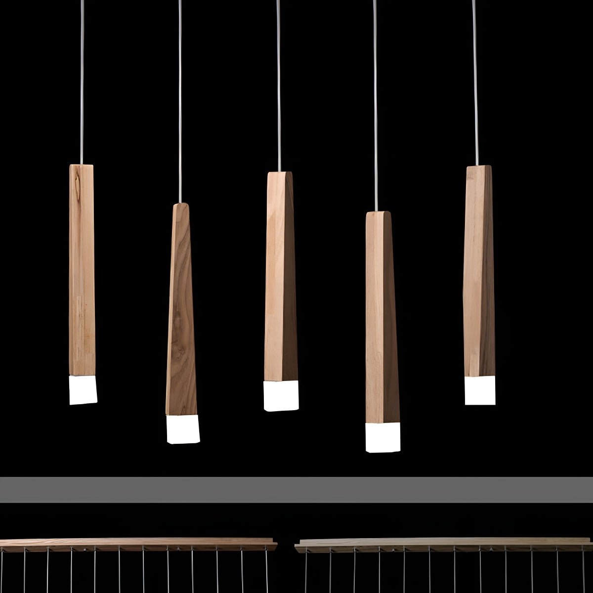 Modern Minimalist Wood Art Firewood Stick Pendant Lights