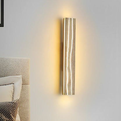 Modern Minimalist Wood Crazed Texture LED Long Strip Indoor Wall Sconce