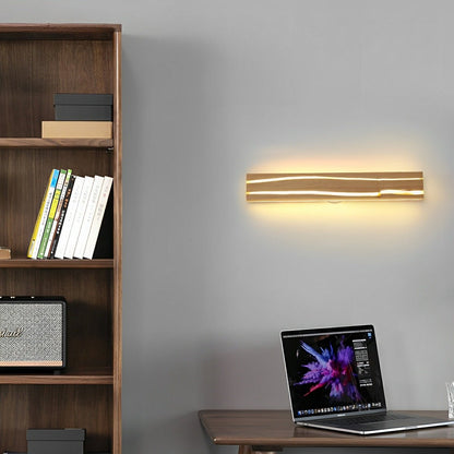 Modern Minimalist Wood Crazed Texture LED Long Strip Indoor Wall Sconce