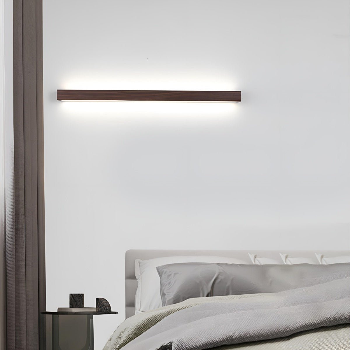 Modern Minimalist Wood Down LED Long Strip Indoor Wall Sconce
