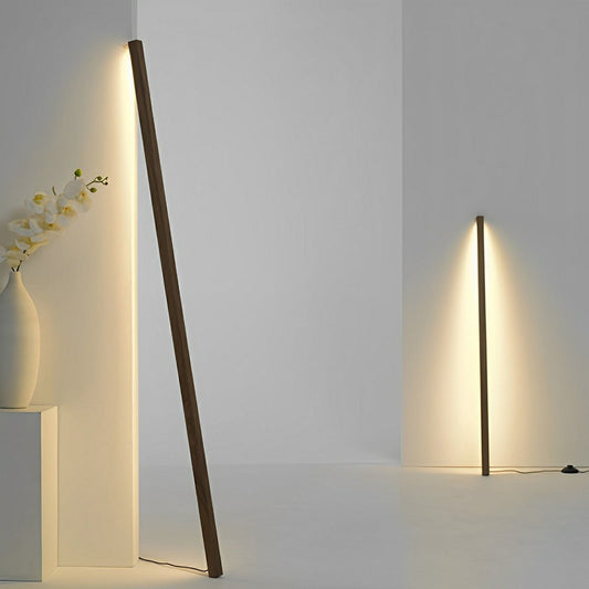 Modern Minimalist Wood Plug In LED Long Strip Floor Lamp