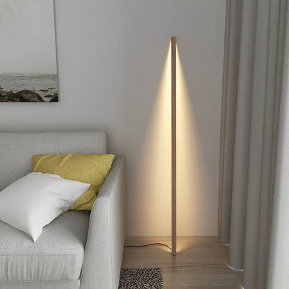 Modern Minimalist Wood Plug In LED Long Strip Floor Lamp