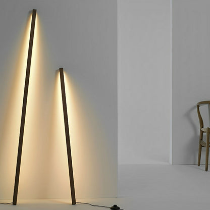 Modern Minimalist Wood Plug In LED Long Strip Floor Lamp