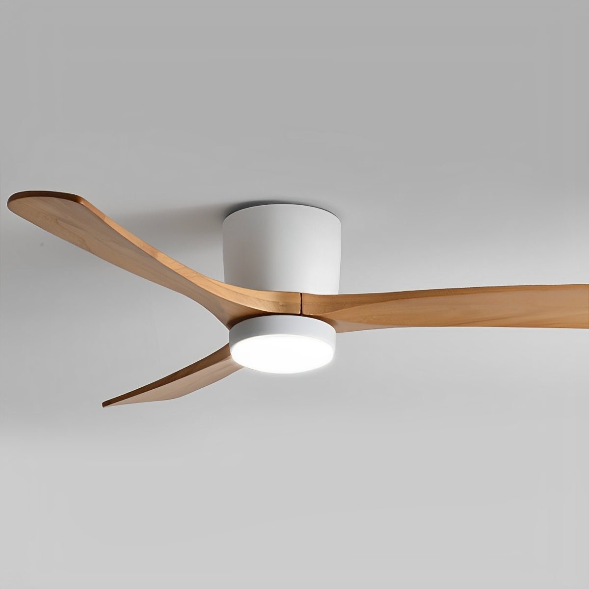 Modern Nordic Minimalist Wood Grain Reverse 6-Speed Inverter Ceiling Fan Light