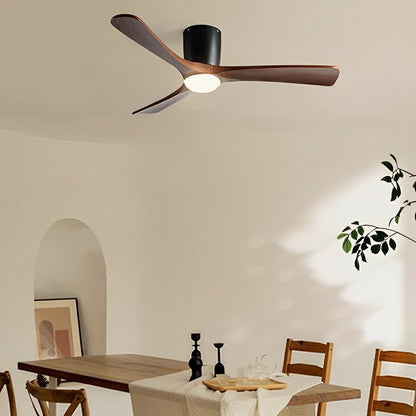 Modern Nordic Minimalist Wood Grain Reverse 6-Speed Inverter Ceiling Fan Light