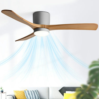 Modern Nordic Minimalist Wood Grain Reverse 6-Speed Inverter Ceiling Fan Light