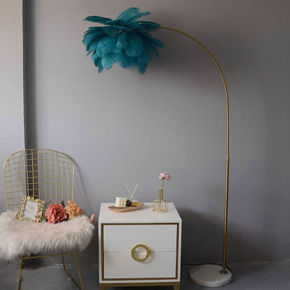 Modern Romantic Style Ostrich Feather Adjustable LED Floor Lamp