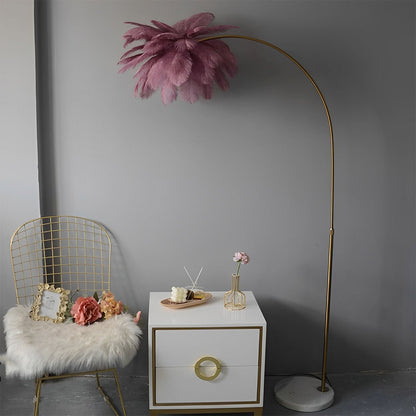Modern Romantic Style Ostrich Feather Adjustable LED Floor Lamp