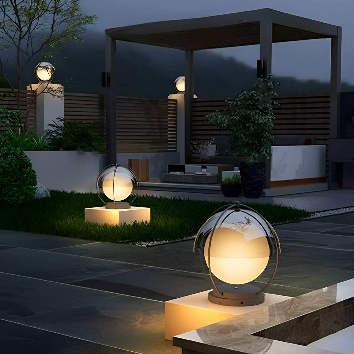 Modern Waterproof Globe Planet LED Outdoor Post Lights