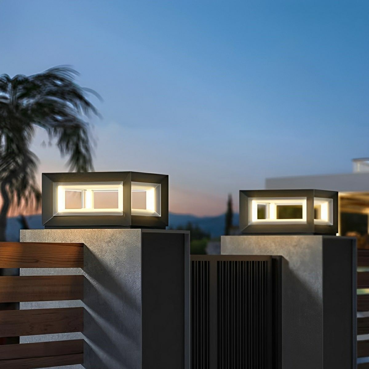 Rectangular Modern Stainless Steel Waterproof LED Outdoor Post Lights