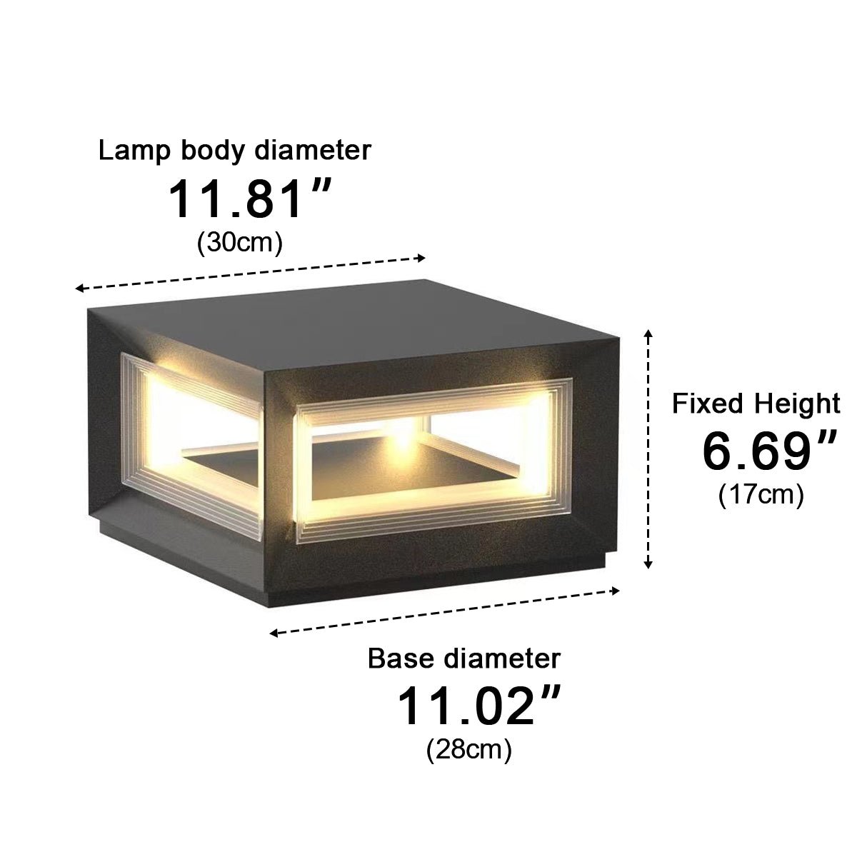 Rectangular Modern Stainless Steel Waterproof LED Outdoor Post Lights