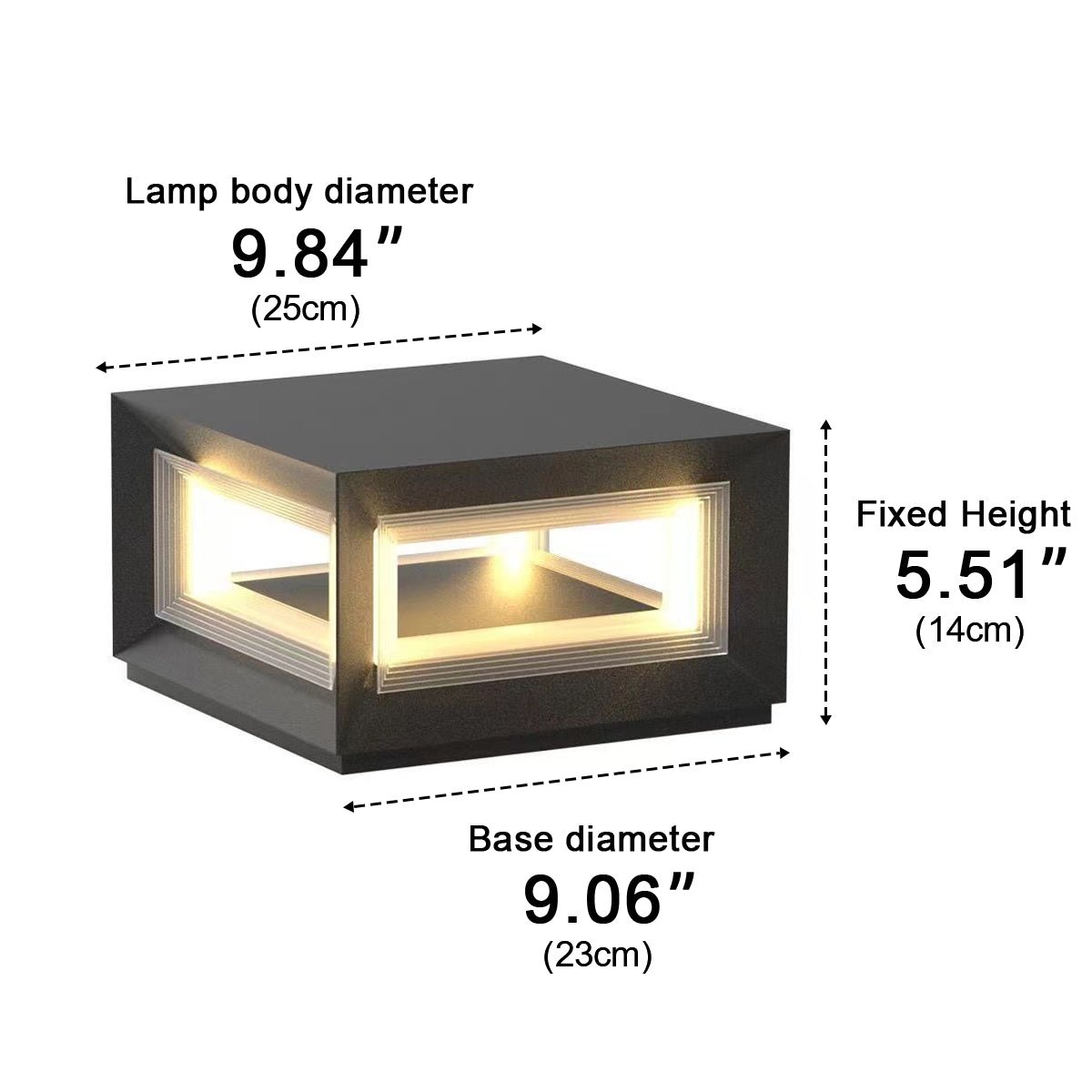 Rectangular Modern Stainless Steel Waterproof LED Outdoor Post Lights