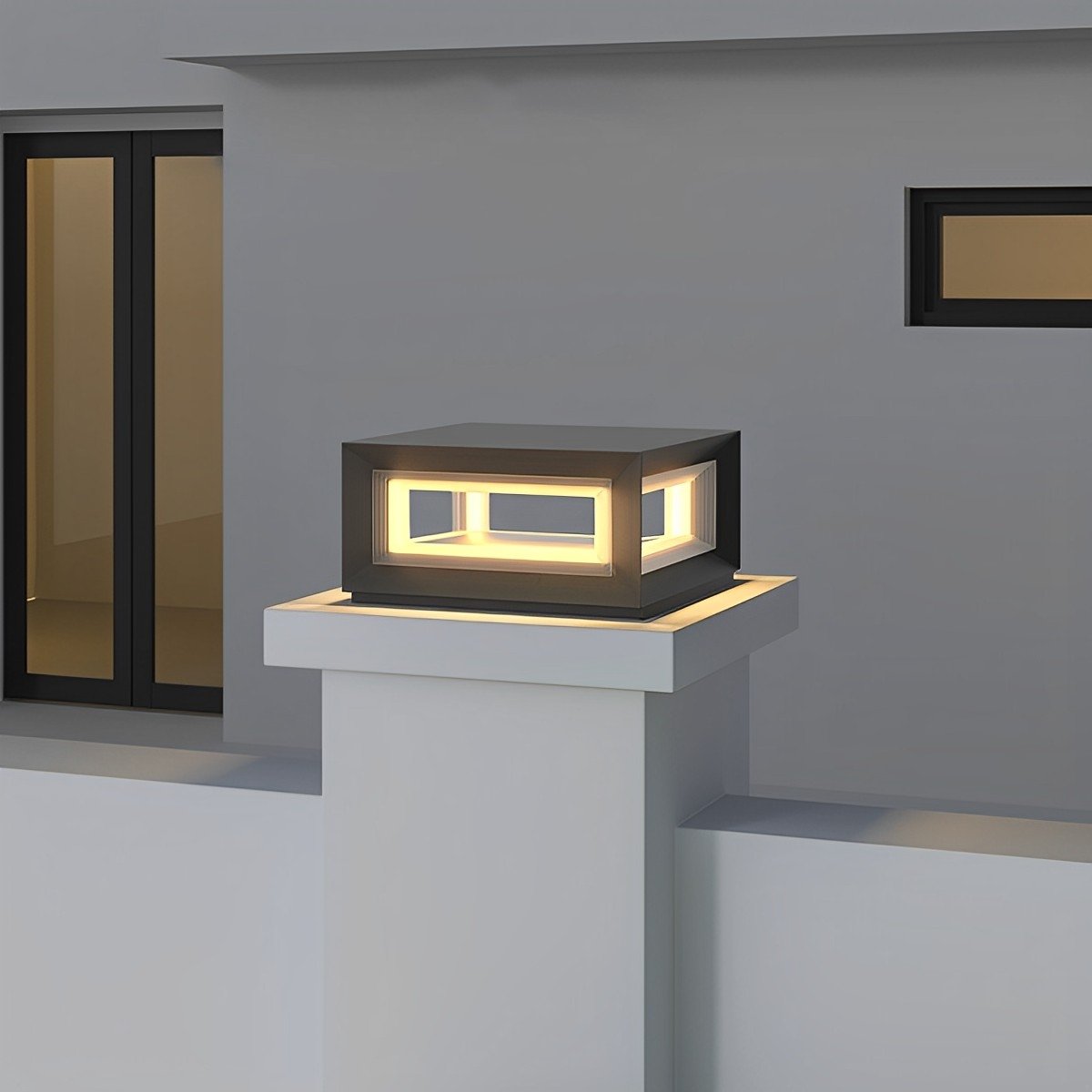 Rectangular Modern Stainless Steel Waterproof LED Outdoor Post Lights