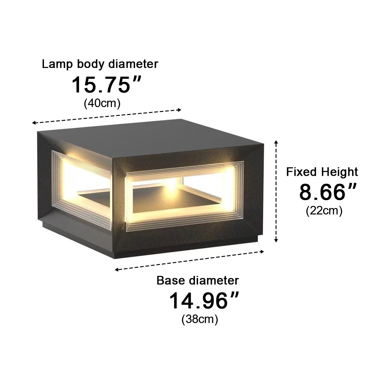 Rectangular Modern Stainless Steel Waterproof LED Outdoor Post Lights