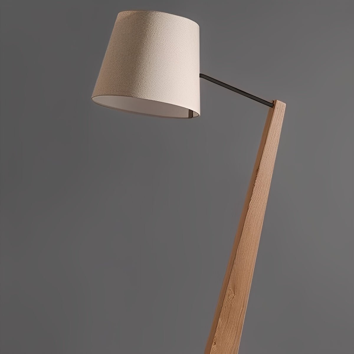 Modern Tilt Wood Fabric Drum Shade Floor Lamp