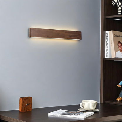 Modern Walnut Solid Wood Rectangular LED Indoor Wall Sconce