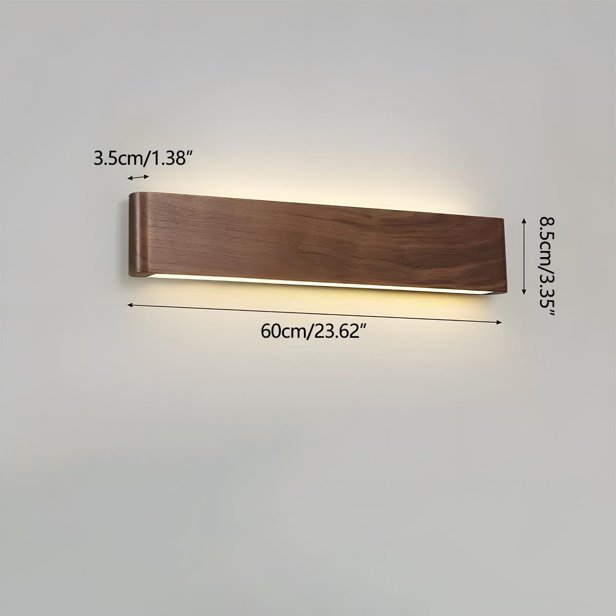 Modern Walnut Solid Wood Rectangular LED Indoor Wall Sconce