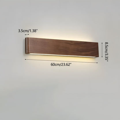 Modern Walnut Solid Wood Rectangular LED Indoor Wall Sconce