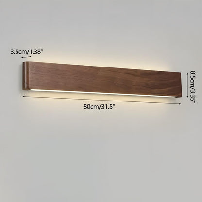 Modern Walnut Solid Wood Rectangular LED Indoor Wall Sconce