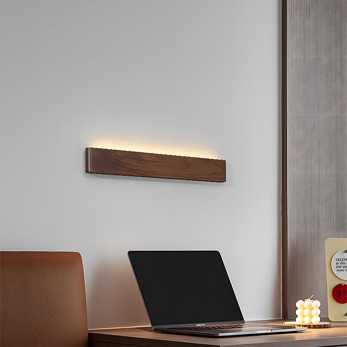 Modern Walnut Solid Wood Rectangular LED Indoor Wall Sconce