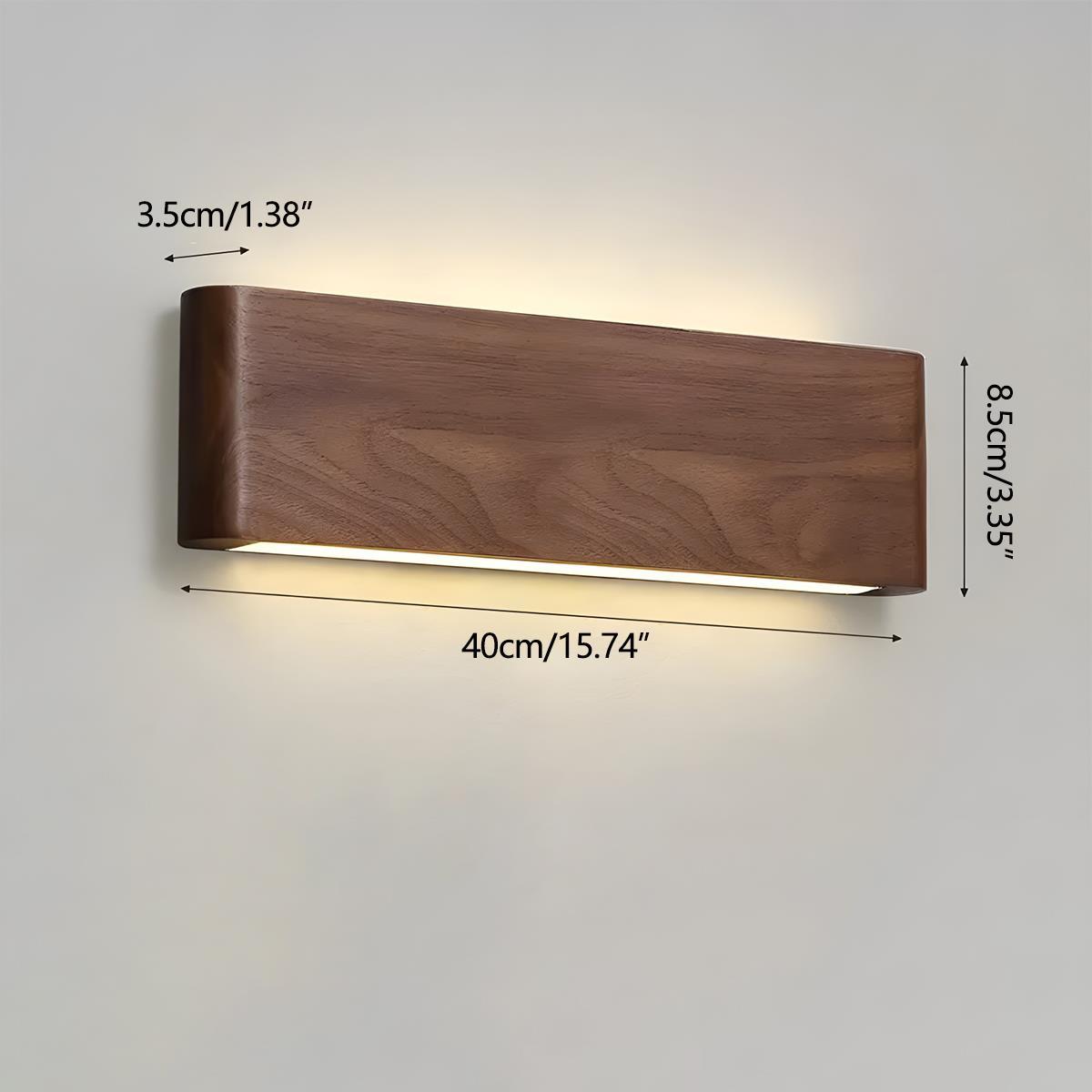 Modern Walnut Solid Wood Rectangular LED Indoor Wall Sconce